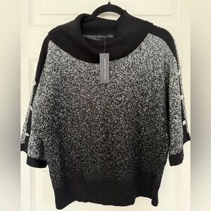 Adrienne Vittadini Black White Knit Top – Cowl Neck – NWT – Women’s Size M